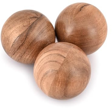 Indus Lifespace Decorative Acacia Wood Round Balls Set of 3 for Christmas Decorative Balls Table Centerpiece | Coffee Table and House Décor (Set of 3), (7.62cm x 7.62cm x 7.62cm)