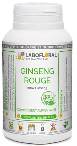 Ginseng Rouge Labofloral 50 gélules dosées à 360 mg - Complément alimentaire - Immunité, vitalité, tonifiant et énergisant - Fabriqué en France