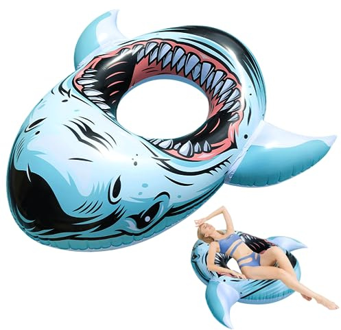 Swimming Pool Floats for Adults Inflatable Shark Pool Float for Swimming Pools Raft Large Rings for Summer Water Fun Party Supplies