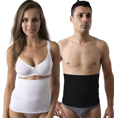 Beman 711 - Pancera Contenitiva in Cotone Uomo Donna, Fascia Lombare, Supporto Schiena, Fascia Elastica Addominale, Fascia per la Schiena Anallergica H.27cm (XL, Nero)