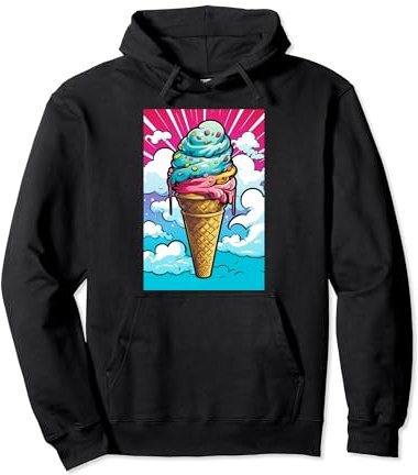 Gaufrier glacé cornet de glace glace pop art vintage rétro glacé café glacé Sweat à Capuche