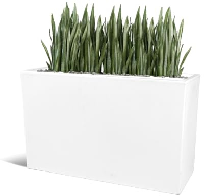Kloris Jardinière rectangulaire Haute Moderne, modèle OASI 80 x 30 cm, 50 cm, Blanc polyéthylène, fabriqué en Italie