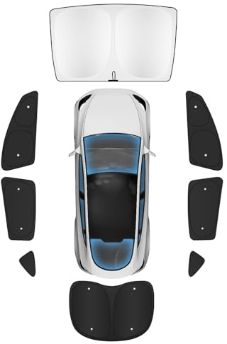 EVOOOR - 8-delat solskydd för Tesla Model 3, solskydd fram och bak, integritetsskydd, värmeisolerade tillbehör modell 3