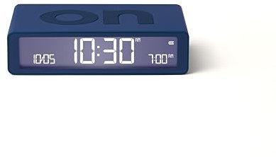 Lexon Flip Classic Digitaler Wecker mit umkehrbaren EIN/Aus-Seiten, wiederaufladbare Nachttischuhr mit LCD-Display, Berührungssensor für Schlummer- und Lichtfunktion – Dunkelblau