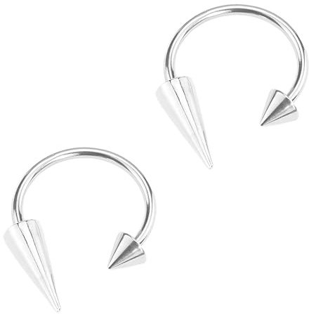 Decentraland 2 Stück Silber 1,2 mm(16G) Septumpiercing aus chirurgischem Titanstahl Septum-Nasenringe in Hufeisenform aus Edelstahl C-Typ Nasen Lippen Piercing Septumschmuck Für Frauen Männer 10mm