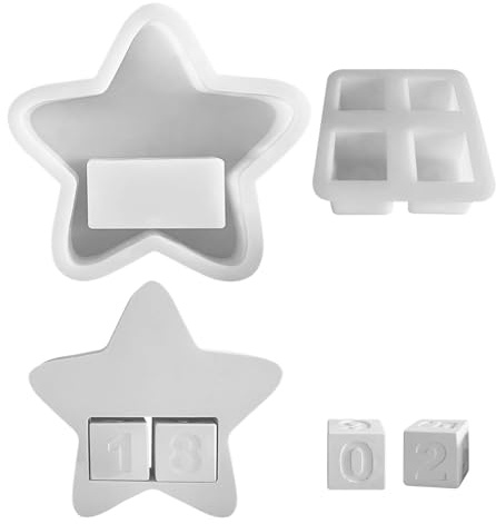 2 Stück Stern Adventskalender Silikonformen Gießformen, Countdown Kalenderform Silikonform, 3D Silikonform mit Würfel Zahlen und Stern für DIY Kalender Dekoration