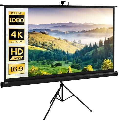 Schermo di proiezione HOMCOM da 84 pollici con supporto per treppiede regolabile in altezza, schermo 4K HD 16:9 ideale per home cinema e film in interni/esterni