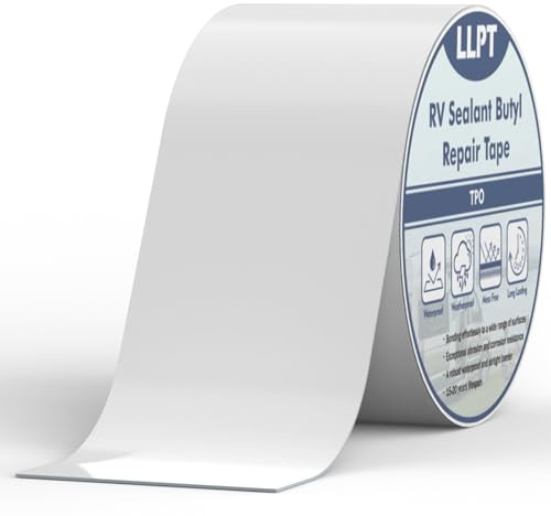 LLPT Cinta Butilo Autoadhesiva Cinta Selladora RV 101mm x 15m Blanco | Cinta Impermeable para Sellar Costuras de Techo Caravana Canalón Tubería y Reparación Fugas en Exteriore