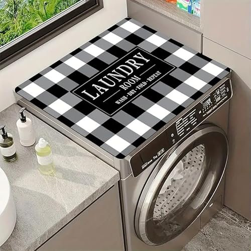 Highdi Housse de Protection pour Machine à Laver Top, Coussin de Machine à Laver Antidérapant Housse de Machine à Laver pour Machine à Laver Ou Sèche-Linge (Noir et Blanc,40 * 40cm)