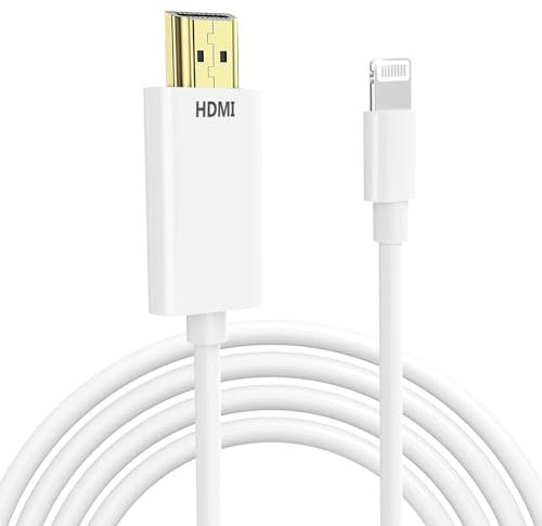 Cable Lightning a HDMI para iPhone, adaptador AV digital 1080P, conector de pantalla de sincronización de video HD de iPhone a HDMI para proyector de TV, monitor de 13.2 pies, compatible con iOS 18