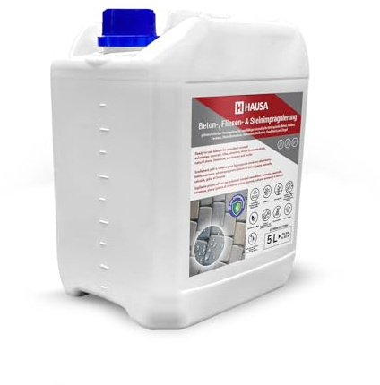 Hausa Steinimprägnierung, transparent, 5 L (bis 60 m²) – lösemittelfreie Versiegelung für Beton, Naturstein und Fliesen – wasser- und schmutzabweisend, UV- und witterungsbeständig – innen und außen