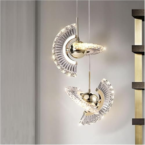 Lustre en cristal de petite taille for bar, lampe suspendue en forme de soucoupe volante, compatible avec chambre à coucher, restaurant, canapé, rotatif - Éclairage intérieur Lustres en Cristal