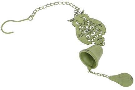 YARNOW Eulen-Windspiel Aus Gusseisen Garten-Dekoration Mit Glocke Outdoor-windspiele Melodiewindspiele Für Terrasse Grün Handgefertigt Langlebig Harmonischer