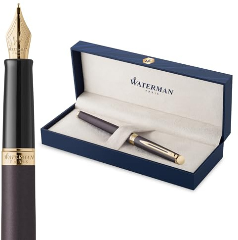 Waterman Hémisphère Fountain Pen | Lava Black (The Understated Edit Collection) | Medium Nib with Blue Ink | Gift Box
