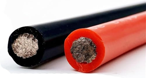 Canalina for cavi elettrici Solido 8AWG 6AWG 4AWG 2AWG 1AWG Cavo in silicone nero Cavo elettrico Cablaggio batteria auto molto morbido 25mm 50mm Connettore cavi elettrici (Dimensioni: 2 metri, Colore: