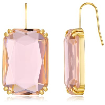 TOVABA Damen Ohrringe Rosa Kristall Handgefertigt – Elegante Hängeohrringe mit Vergoldung, Hypoallergen & Farbtreu – Modernes Schmuckdesign, Geschenk für Frauen