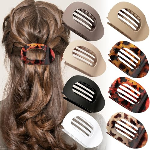 Pinces à cheveux crabe 8 pièces 9.5cm antidérapantes | Lot de 8, grand format, maintien fort. Pour cheveux épais, longs ou bouclés. Légères. Idéales quotidien, sport, conduite