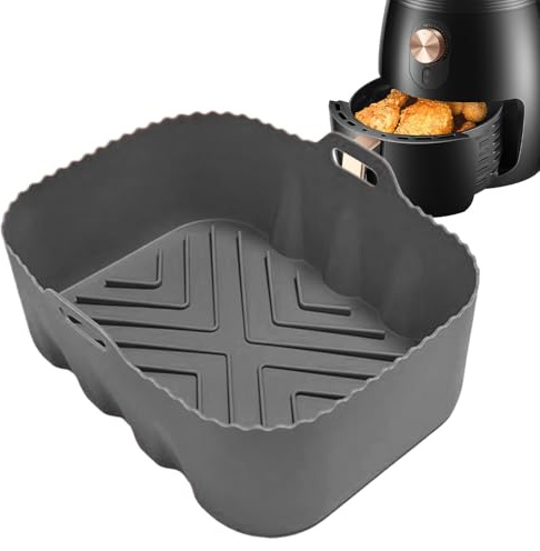 Tuxxjzm Cesta de silicona para freidora de aire, forros de cesta de vapor | Resistente a altas temperaturas, rectangular, utensilios para hornear para microondas, ayuda para cocina, carne, vegetales