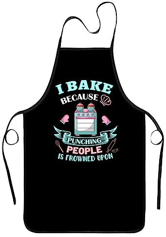 Baking Aprons Baking Supplies Accessories Mothers Fathers Day Griling Gifts,Baking Apron for Women Men, I Baking Because People is Frowned Aprons, Kitchen Cooking Apron for Men Women Mom family