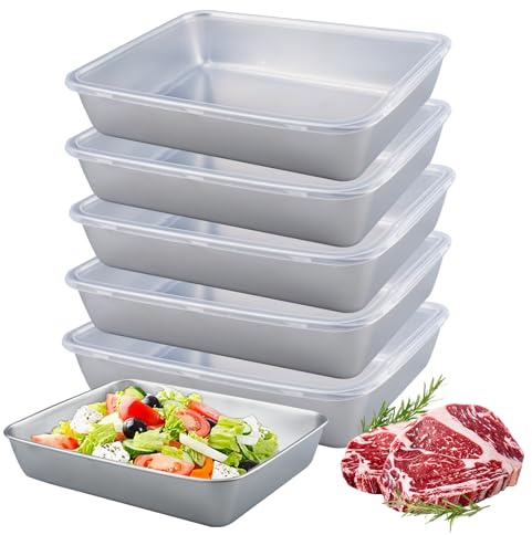 suaywo Set di 6 Contenitori Inox con Coperchio 1700 ml Contenitori Acciaio Inox per Alimenti Adatto per Ristoranti, Cucine e Frigorife