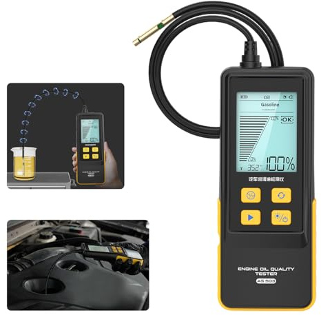 AS503 Motoroljetestarsats, kvalitetstestkit för bensin- och dieselmotorolja, transmissions- och temperaturanalysdetektor med 31,5 tums flexibel sond, 2,8 tums skärm med bakgrundsbelysning