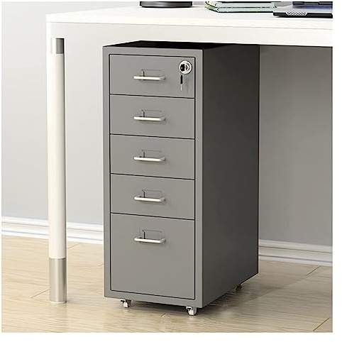 Armoire de rangement verrouillable en métal à 5 tiroirs pour dossiers juridiques/lettres/A4 entièrement assemblée avec roulettes Solution de nization de bureau sécurisée