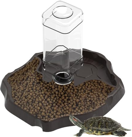 XHNKEG Cuencos de agua para tortugas, reptiles, comederos de roca, tortugas terrestres, accesorios, cuenco de agua, dispensador de agua en plástico, estación de alimentación para tortugas, lagartos