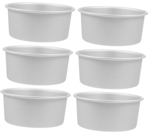 Sewroro Moule à Gâteau Rond Fond Fixe en Alliage d'Aluminium Lot de 6 Pièces Diamètre 10 CM Moule à Muffins et Tartelettes Résistant à la Chaleur Multi-Usages pour Pâtisserie Maison
