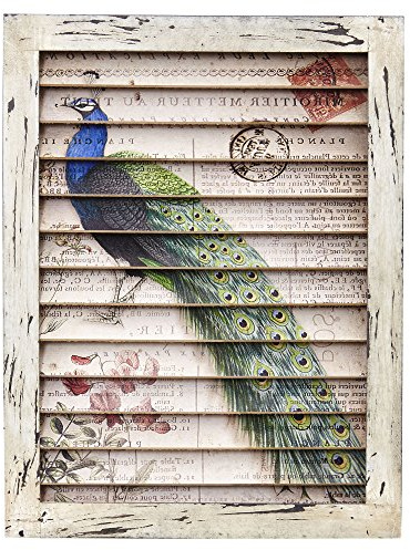 Nearly Natural Peacock Window Shutter Wall Décor