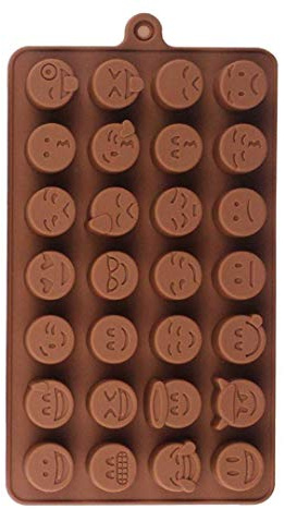 Seleto Bake Emoji Silikon Schokoladenform, 3D Schokolade Silikonform 28 Mulden Pralinen BPA Frei Verschiedene Backformen Silikon-Backform Pralinen für Backen Süßigkeiten Eiswürfel