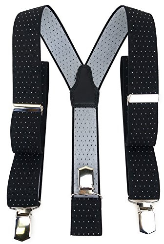 TigerTie Unisex Hosenträger in Y-Form mit 3 extra starken Clips - Farbe in gepunktet - hochwertige Verarbeitung - Breite 35 mm