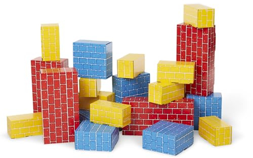 Melissa & Doug Deluxe Jumbo kartonglblock (24 delar) – jumbo kartong låtsas tegelblock för byggnad