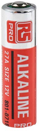 RS PRO A27 Batterie, 12V / 25mAh Alkali, Standard 8 x 28.2mm