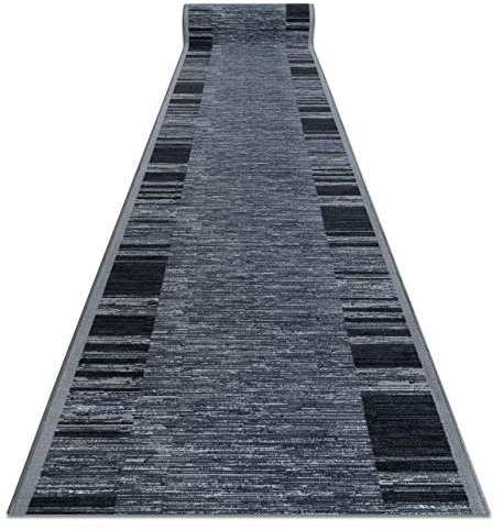 rugsx Antirutsch Teppich Läufer Adagio grau – Moderner Kurzflor für Küche, Flur & Wohnzimmer, Meterware, 133x1000 cm