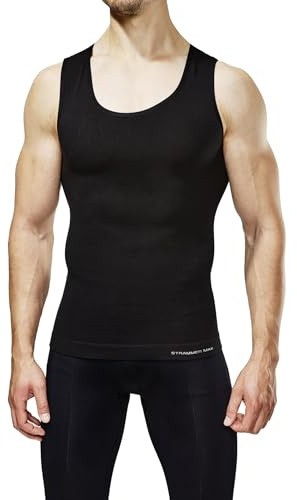 STRAMMERMAX Performance® Kompressionstank topp | Män | Shapewear, stöder hållningen, svart, M/L