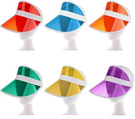 RXEBFXR 6 Stück Sonnenvisier,Sonnen-Hut,Sonnen-Hut Unisex,80er Jahre Retro Sonnenblenden für Golf, Tennis and Pokerpartys