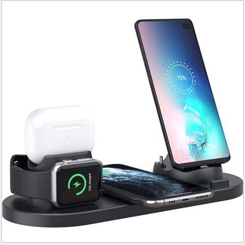 Wireless Docking Station Charger - FAST 15W Dock Qi Wireless Charger for Apple Watch Series 6/SE/5/4/3/1, Airpod Pro/2nd, iPhone 13/12/11/Max/X/8/Plus, S22/S21/S20/S10