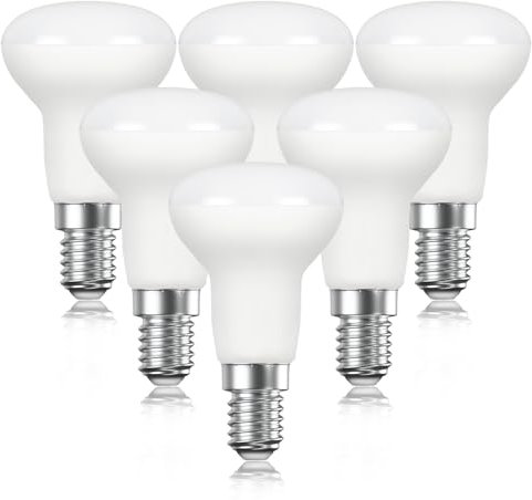 EXTRASTAR Reflector R50 E14 Light Bulb, 4.9W LED SpotLights, 35W Equivalent, 400LM, 6500K Cool White SES Small Edison Screw Energy Saving LED Bulbs, 120° Beam Angle, Non-dimmable, Pack of 6