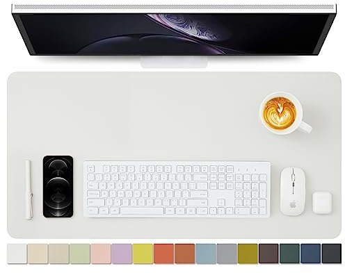 Leder-Schreibtischunterlage – rutschfeste PU-Schreibtischunterlage und Mauspads für Büro und Zuhause – Schreibtisch-Organisation und Zubehör (Weiß,80cmx 40cm)