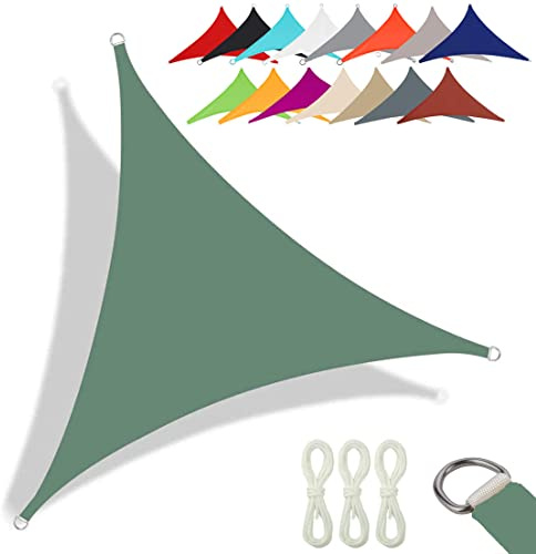 CANYUE qualità Tessuto Oxford - Tenda A Vela Triangolare - Vela Ombreggiante Parasole Traspirante E Protezione Solare Raggi UV per Esterno Giardino Terrazza (4X4X5.7 m,Verde Scuro)