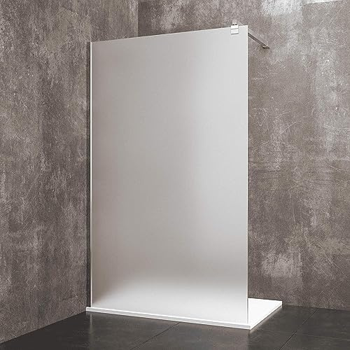 Parete Doccia Fissa Walk In In Cristallo Temperato Satinato da 8 mm Reversibile Cabina Box Bagno Con Con Barra Stabilizzatrice Anta Profilo A Muro In Alluminio Anodizzato Dacca (90 x 195 Cm)