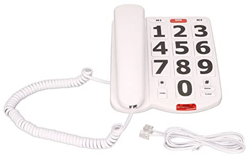Big Button Telefon För äldre, Bell Big Button Sladdtelefon, Telefon För Seniorer Justerbar Volym, Sista Nummer Återuppringning - Fast Telefon Med Sladd Med Stora Knappar