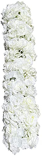 Queeucaer Reinem Weiß edel Kunstblumen Mittelstücke Künstliche Seidenblumen Reihe Romantische Rose Panel Hochzeitsbogen Blumen Deko DIY Hochzeitsfeier Dahlie (Glück) Rose (Liebe) Hortensie (Hoffnung)
