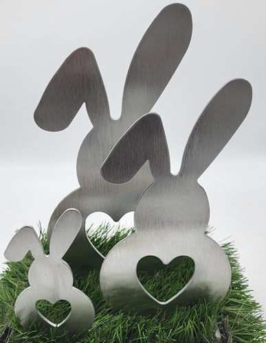 ARTTEC Hase Stecker (Alu Deko) (3er Set) - hochwertige Gartendeko aus Aluminium - Alu Deko für Garten, Balkon & Terrasse - Made in Germany