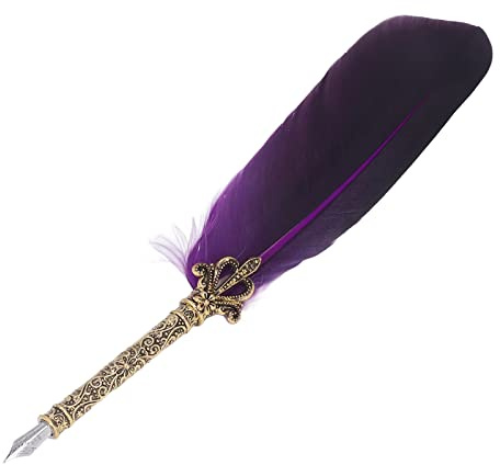 Federkiel aus Zinklegierung, Hohe Glätte, Elegante Farben, Europäischer Retro-Stil, Federstift Zum Schreiben und Zeichnen (Lila)
