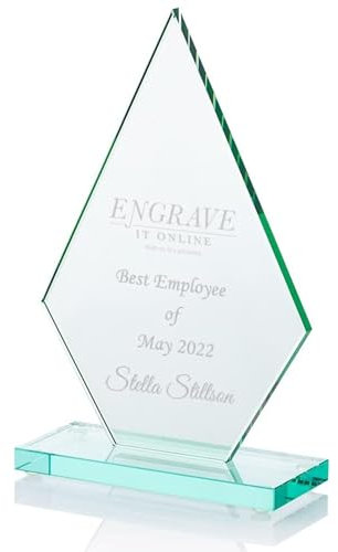 EIO Gifts Personalised Spearhead Design Award | Custom Trophy for Employee Recognition, Dance, Football, School Ceremonies | Sports Achievement | Engraved Glass. Size 22.5cm Engraved With Text & Logo.