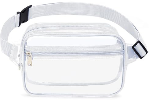 Transparente Hüfttasche Für Damen Herren, PVC wasserdichte Hüfttasche,Transparente Gürteltasche, Crossbody Umhängetasche für Party, Rave, Sport, Outdoor, Fitness, Fahrrad, Joggen (Weiß)
