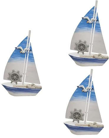 SEWACC 3stücke Segelboot Ornament Aus Holz Kreatives Modell Für Tischdekoration Deko Für Wohnzimmer Und Schlafzimmer s Rudermuster