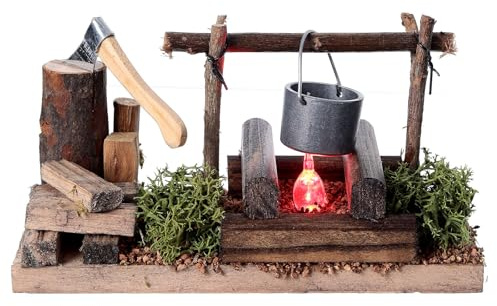 Holyart Öfen und Feuerstellen für Krippen: Lagerfeuer mit LED Flammen-Effekt für Krippe, 10 cm