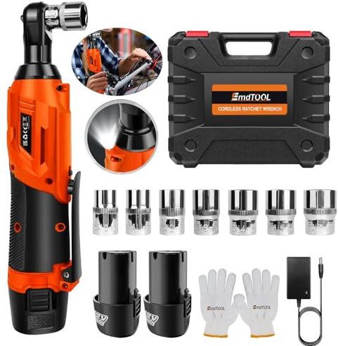 Clé à chocs sans fil à angle droit Li-ion + 2 batteries Orange